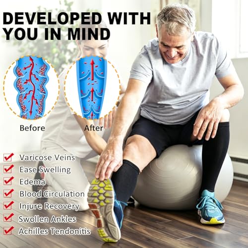 Image of CASMON 2 Pairs Zipper Compression Socks for Women & Men,15-20 mmHg Closed Toe Knee High Support Sock for Varicose Vein Edema