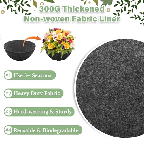 Riare 4 Pack 14 Inch Round Fabric Planter Basket Liner- Hanging Basket Liners Replacement Coco Fiber Liner Alternative for Hanging Basket Flowers (Prevent Birds from Nesting)