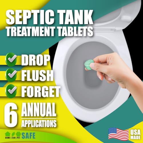 Image of Green Pig Septic Tank Treatment Pucks - Enzyme & Bacteria-Based Treatment for Preventative Septic Maintenance, Helps Reduce Odors & Buildup, 3-Year Supply (18 Pucks) | Aids in Breakdown of Septic Waste, Prevents Backups, Easy Flush Cleaner, 3-Year Supply