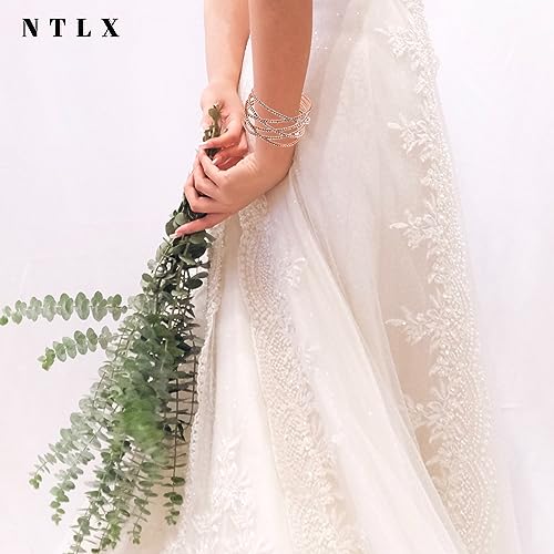NTLX Crystal Bracelet for Women – Rhinestone Cuff Bracelet – Silver & Gold Plated - Flexible & Adjustable – Multiple X Shape Cross Geometric Negative Space - Bridal, Wedding, Prom, Party, Pageant, Evening, Casual, Bracelet - with Gift Box3