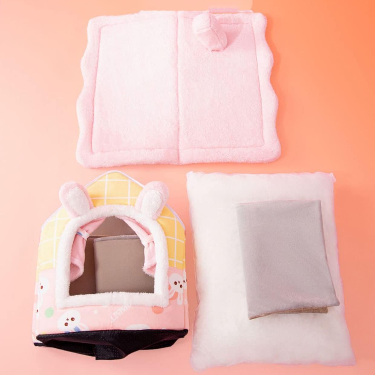 review Indoor Foldable Cat House Soft Cat Bed Deep Sleep House Dog Cat House Removable Cushion Enclosed Pet Bed for Cats Kittens Puppy Supplies