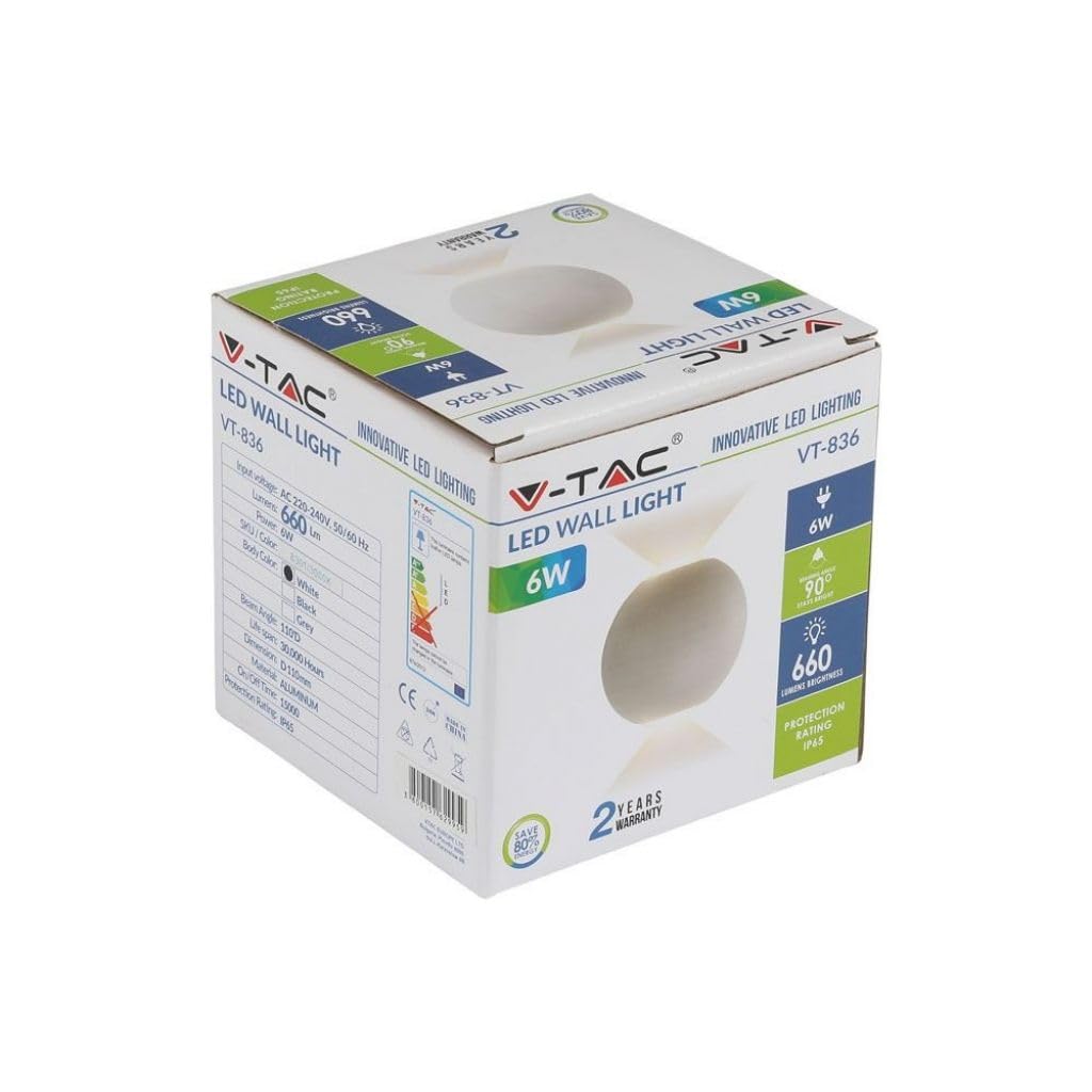 Cob 6W LED lampa ścienna, aluminium, białe światło ścienne naturalna biel 4000K IP65