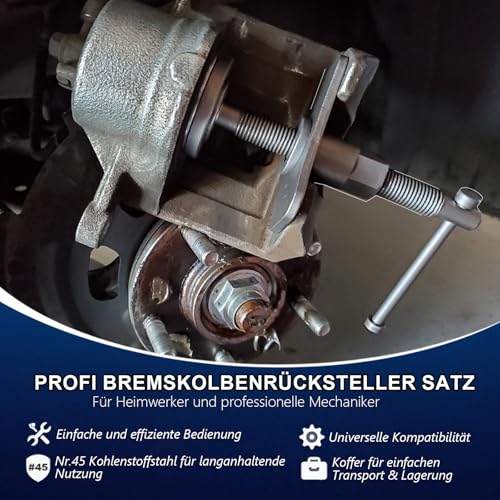 DASBSTE 23-TLG. Bremskolbenrücksteller Auto Universal, Bremsen Rückstellwerkzeug, KFZ Bremssattelrückstellwerkzeug mit Links- & Rechtsgewinde (Blau)