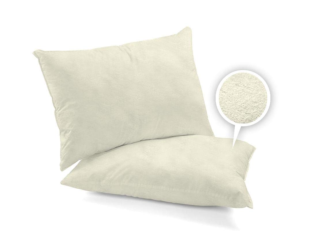 AR Textile 100% Brushed Cotton Thermal Flannelette Fitted Sheet 25CM/10 in, Warm Luxury Sheets in 7 colors (Cream, Pair of Pillowcases)