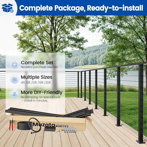 Muzata 8-12ft Pre-Crimped Complete Cable Railing Kit for Decks 42in RC03 by Muzata - Used condition - Image 4