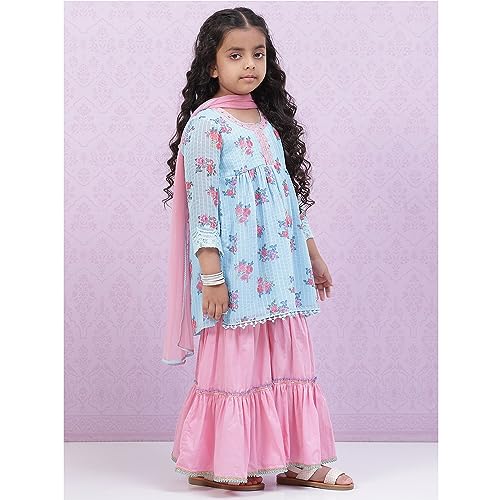 Image of BIBA Girls Viscose Flared Kurta Garara Suit Set