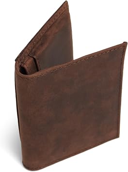Theodore Slim Leather Card Holder for Men, RFID Blocking Top Grain Leather Wallet, Minimalist Front Pocket EDC Wallet with 6 Card Slots, Compact Vertical Bifold Card Case, Vintage Brown