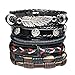 Produktbild Lederarmband Für Herren, Pu-Hanf Handarbeit Geflochten Armreif Metall Feather Punk Vintage Männer Frauen Casual Schmuck Armbänder Armband Accessoires Festival Paar Geschenk Der Freundschaft 6 Pcs/
