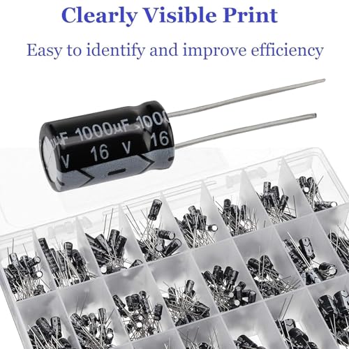 Image of 500Pcs 24Values Electrolytic Capacitor Assortment Kit 10V /16V /25V /50V Range 0.1uF-1000uF, Perfect for Electronics, Power Boards & DIY Projects