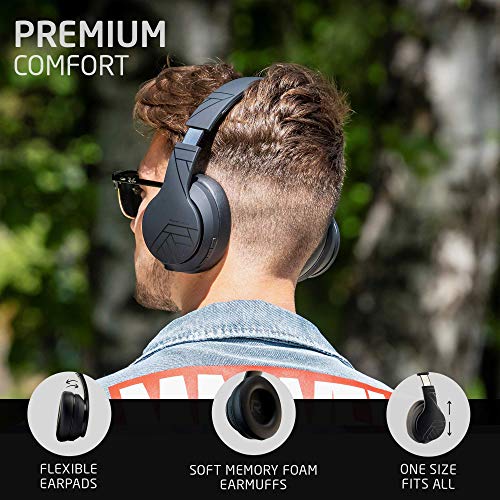 Image of Wireless Bluetooth Headphones, PowerLocus Bluetooth Headphones Over Ear, Super Bass Hi-Fi Stereo, Soft Earmuffs, Foldable Wireless and Wired with Mic for Cell Phones, Online Class, Home Office, PC,TV