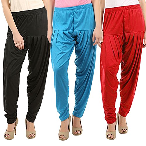 Image of Buy That Trendz Patiyala Pants for Women 3 Combo Patiyala Salwar Harem Viscose Bottoms Pants for Women