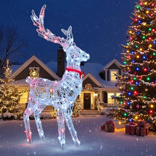 YITAHOME LED Rentier, Beleuchtet Weihnachtshirsch mit 120 RGB-LEDs und...