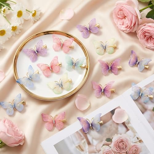 18 piezas Pinzas de Mariposa con Strass, Clips Brillantes para el Cabello, Accesorios Lindos para Mujeres y Niñas, Regalos para Fiesta Temática, Prom, Cumpleaños y Boda miniatura 4
