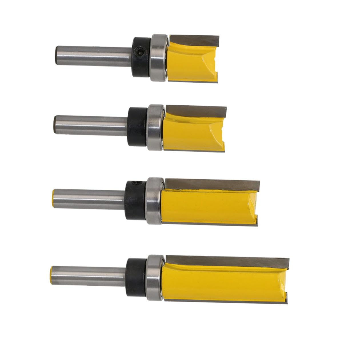 SEWACC 4pcs 8mm Flush Trim Router Bits Set, Tenon Milling Cutter Carbide Bearing for Woodworking, Precision Trimming and Groove Carving Tool