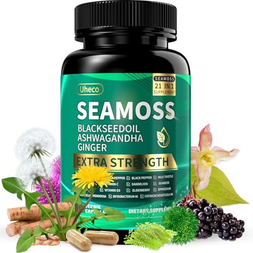 Uheco 21-in-1 Sea Moss Capsules with Bladderwrack & Burdock (90 ct)