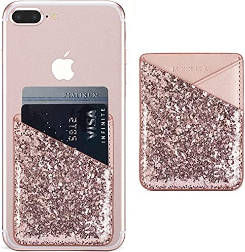 Phone Card Holder 3M Adhesive Stick-on ID Credit Card Holder for Back of Phone Wallet Case Pouch Sleeve Pocket for Most of Smartphones(Rose)