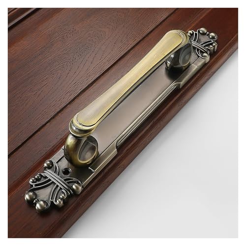 2個セット 欧州アンティーク亜鉛合金ドアハンドル、防錆表面取り付け バーンドア・クローゼット・バルコニーゲート・木製&引き戸に工具不要(Green)