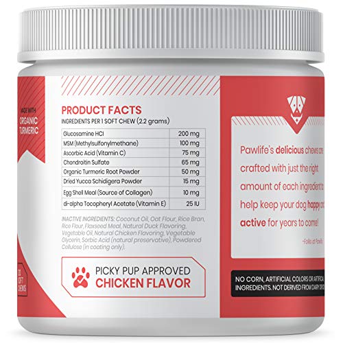 Pawlife Natural Arthritis Dog Joint Chews 120 Veterinarian Formulated Soft Chews With Glucosamine For Dogs Plus Chondroitin & Msm – Supplement For Dog Hip And Joints Agile Pup #TOP4