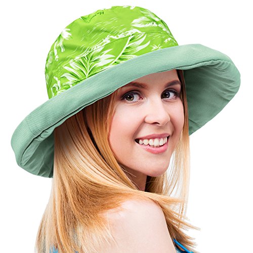 Tirrinia Bucket Hats for Women with Hawaii Flower Print | UPF 50+ Sun Protection Cap for Garden, Beach, Travel and Outdoor