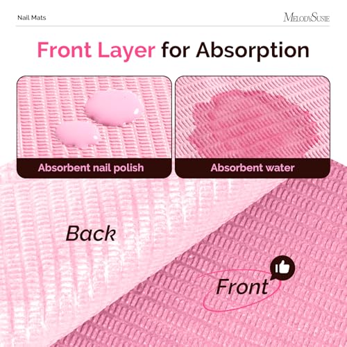 Image of MelodySusie Disposable Nail Mats, 125Pcs 3-Ply Absorbent Nail Art Table Pads with PE Backing, 18 inch x 13 inch Nail Desk Protection for Manicure Pedicure, Salon Home DIY Pink