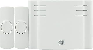 GE Wireless Doorbell Kit, 2 Push Buttons Door Bells for Homes, 8 Melodies Door Chime with 4 Volume Levels, Battery Doorbell Chime, Room Doorbell with 150 Ft Range, White, 19297