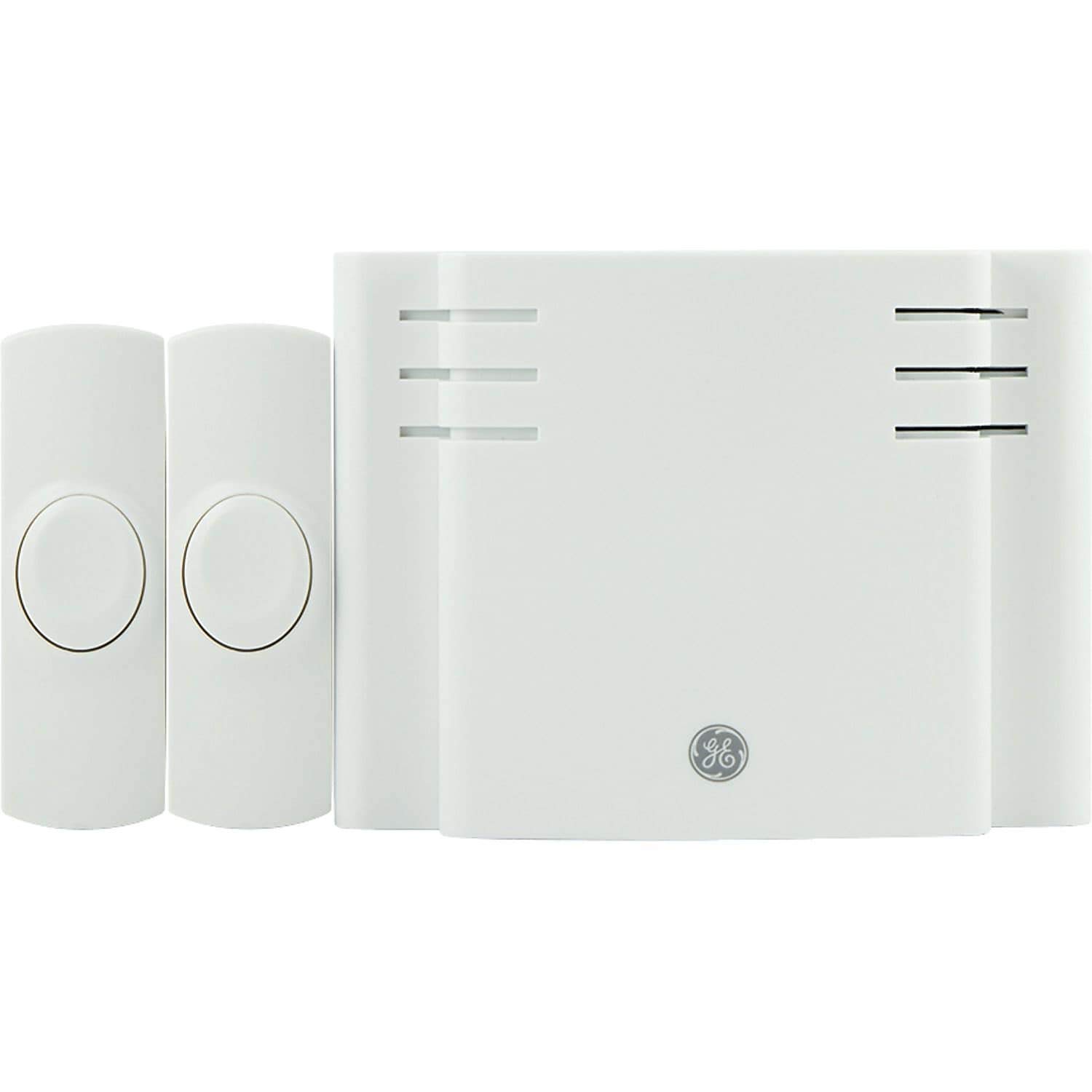GE Wireless Doorbell Kit, 2 Push Buttons Door Bells for Homes, 8 Melodies Door Chime with 4 Volume Levels, Battery Doorbell Chime, Room Doorbell with 150 Ft Range, White, 19297