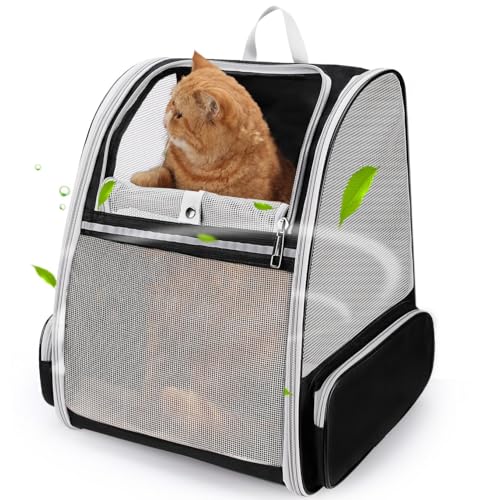 Lollimeow Pet Carrier Backpack for Dogs and Cats,Puppies,Fully Ventilated Mesh,Airline Approved,Designed for Travel, Hiking, Walking & Outdoor Use(Black)