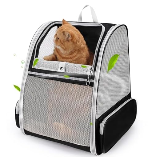 Lollimeow Pet Carrier Backpack for Dogs and Cats,Puppies,Fully Ventilated Mesh,Airline Approved,Designed for Travel, Hiking, Walking & Outdoor Use(Black)