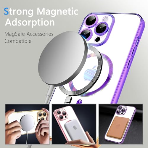Image of Misscase for iPhone 16 Pro Magnetic Glitter Case Compatible with MagSafe,Camera Lens Protector Full Protection Elegant Anti-Scratch Dust-Proof Net Case Cover for iPhone 16 Pro Purple