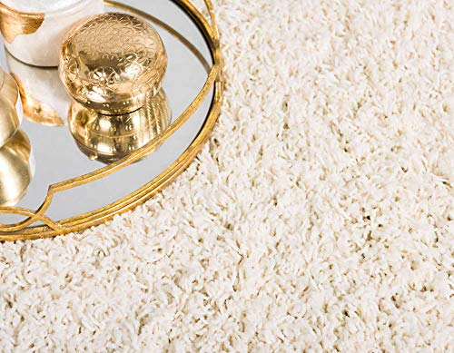 Image of Shaggy Polyester Microfiber Round Rug Carpet for Living Room | Ultra Soft Fluffy Plush Area Rug | Anti-Skid Non-Slip Backing | Washable Carpet for Bedroom- (4x4 feet, A3, Round)