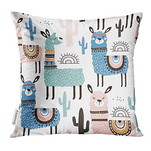 UPOOS Housse de coussin carrée avec lama cactus et lama pour enfant - 40,6 x 40,6 cm Cover
