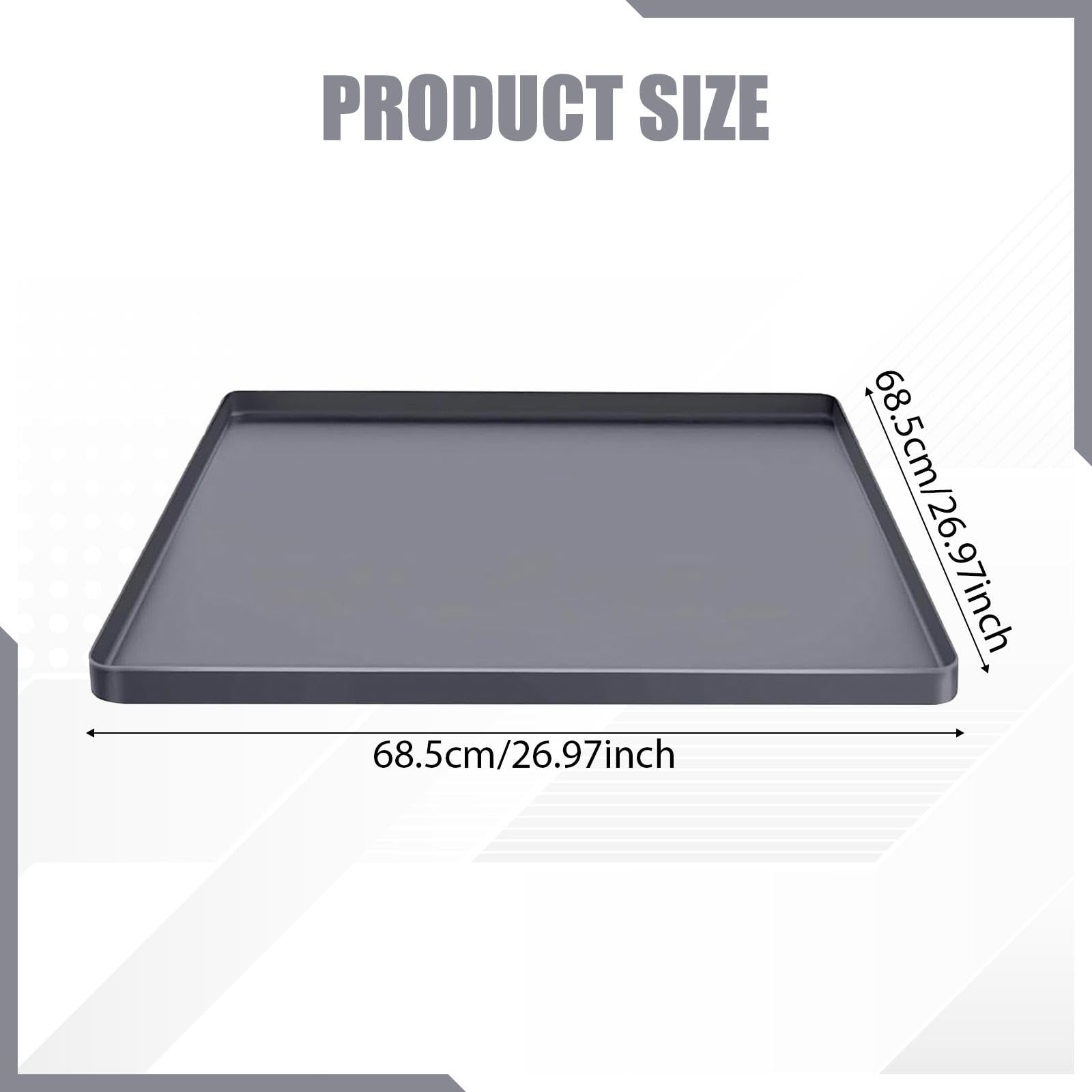 Tappetino protettivo per mini frigo, vaschetta raccogligocce multifunzionale in silicone sotto il frigorifero per asciugatrici, animali domestici, Grigio 68.5x68.5x2cm
