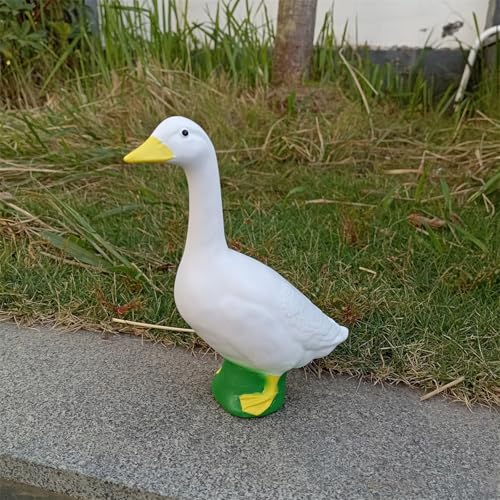 Oie en résine pour jardin : petite statue décorative texturée - 4