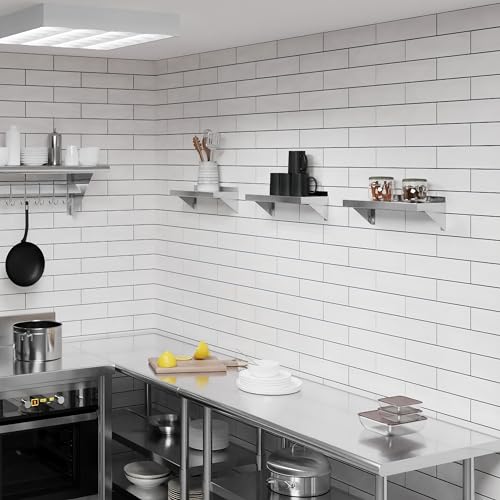 Image of AmGood Stainless Steel Wall Shelf | Appliance & Equipment Metal Shelving | Kitchen, Restaurant, Garage, Laundry, Utility Room | Heavy Duty | Squared Edge | NSF Certified (06 inch Width x 16 inch Length)