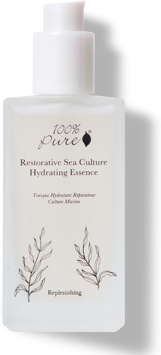 100% PURE Restorative Sea Essence Hydrating Toner, Organic Witch Hazel, Sea Kelp & Hyaluronic Acid Anti-Aging Alcohol-Free Facial Toner (4 Fl Oz)