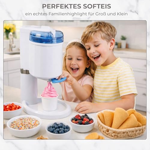 Foto von Gino Gelati GG-45W-Blue Creamy 4in1 Softeismaschine, Eismaschine, Frozen Yogurt-Milchshake Maschine, Flaschenkühler