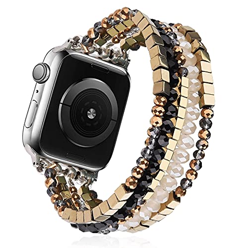 Image of MOFREE Beaded Bracelet Compatible for Apple Watch Band 38mm /40mm /41mm /42mm(Series 10) Women,Fashion Handmade Beads Elastic Stretch Strap for iWatch Series 10 /9 /8 /7 /SE /6 /5 /4 /3 /2 /4