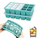 Theuwnee® 2 Pcs Bandeja Cubitos de Hielo de Silicona Platino, Moldes y Bandejas para Hielo,con Tapas, sin Olor,Apilables y Aptos para Lavavajillas,para Whisky, Cócteles y Vino,para Bebés,sin BPA