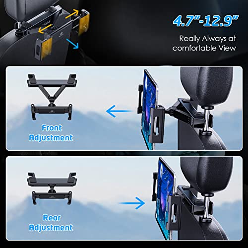 WixGear Headrest Tablet Mount, Seat Headrest Tablet Stand Cradle for Kids, Car Tablet Holder Compatible with All Tables Size 4.7\"-12.9\" and Other Devices [New 2023 Upgraded Design] - Thumbnail 6