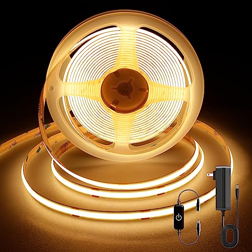 Pandery COB LED Strip,LED Strip Lights 5M/16.4ft,Touch Dimmable LED Strips,CRI90+,2700K Warm White...