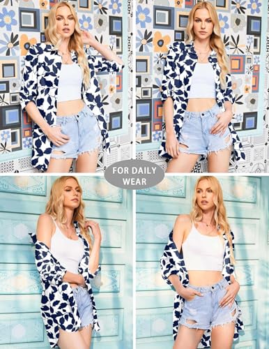 Image of HOTOUCH Women Boyfriend Shirts Button Down Long Sleeve Blouse Cuffed Sleeve Collared Shirt