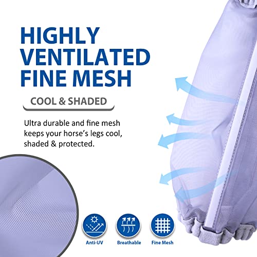Image of Universal Size Horse Leggings Fine Mesh Horse Fly Boots Greatly Reduce Stomping Breathable Horse Boots Leg Wraps (Set of 4) Silver