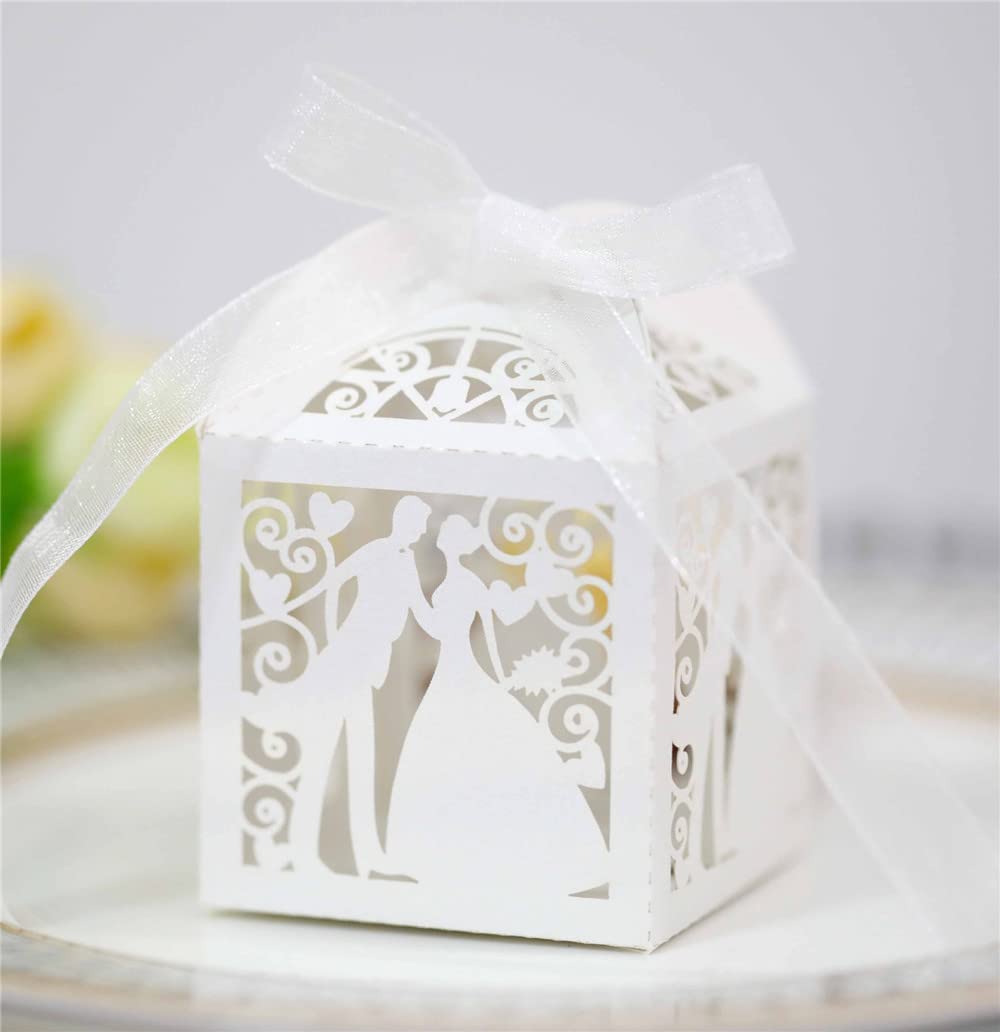 Szczęśliwe pudełko z cukierkami Pudełka na upominki weselne Papierowe pudełko na słodycze Panna młoda pan młody Puste pudełko na prezent na ślub panny młodej Baby Shower Christmas Party 50 szt. (Kolor