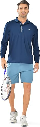 Miniatura 7 de ALLZERO Polo para hombre de secado rápido manga larga y corta estilo casual atlético tenis senderismo cuello