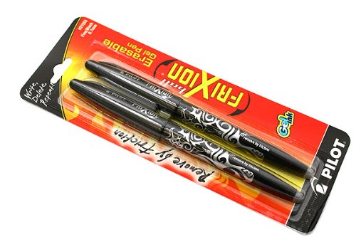 Pilot Frixion Ball Erasable & Refillable Gel Ink Stick Pens, Fine Point, Black Ink, 2-Pack (31553) #TOP2