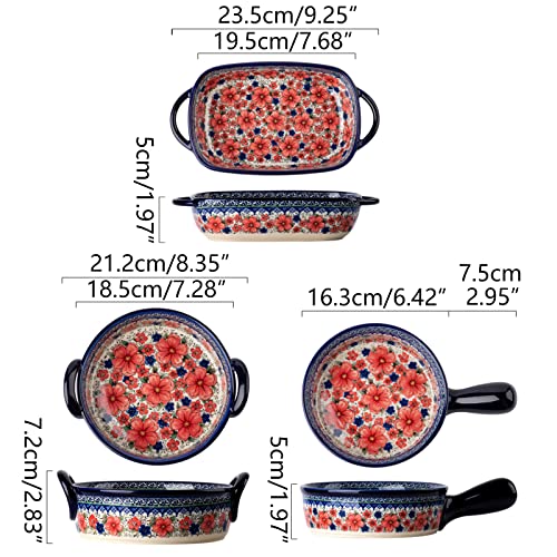 Plato de cerámica para hornear con asas y cuenco de arroz para cocina 6
