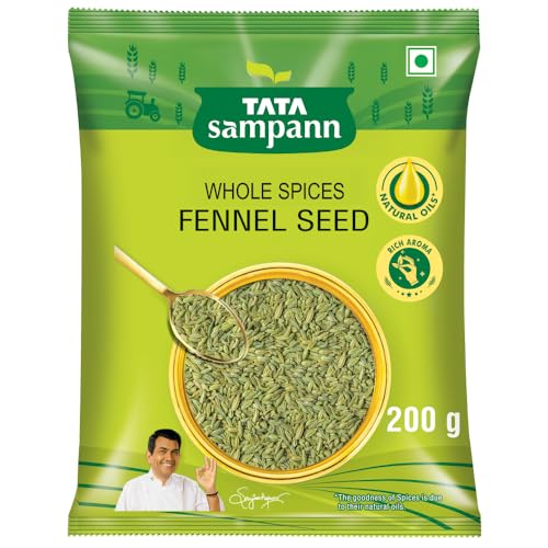 Tata Sampann Fennel Seed (Saunf), Whole Spices, Natural Oils*, Rich Aroma, 200g