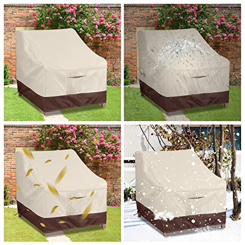 Simpelg Outdoor Chair Covers, Patio Furniture Covers Waterproof, 600D Heavy Duty Oxford Cloth Chair Covers For Outdoor Furniture, Lounge Deep Seat Cover/Lawn Outdoor Covers (2 Pack-Beige/Brown-Small) #TOP5