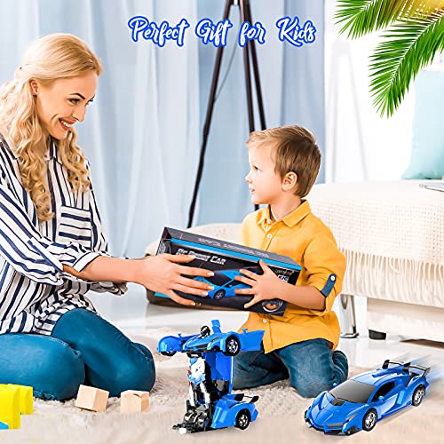 Desuccus Remote Control Car, Transform Robot Rc Car For Kids, 2.4Ghz 1:18 Scale Model Racing Car With One-Button Deformation, 360°Drifting, Transforming Robot Car Toy Gift For Boys And Girls(Blue) #TOP6