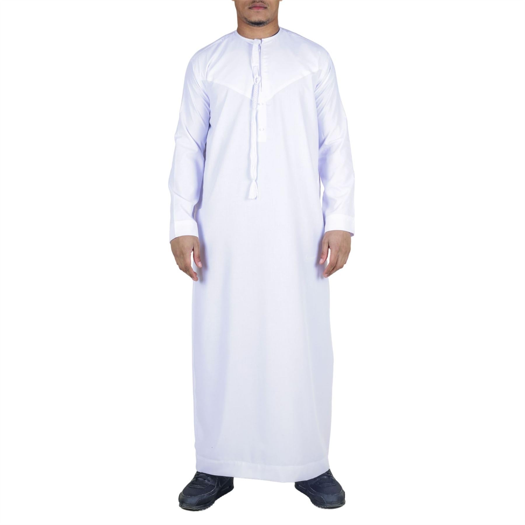 Emirati Thobe - Islamic Menswear - Cotton - White - Size 52R - String Tassel